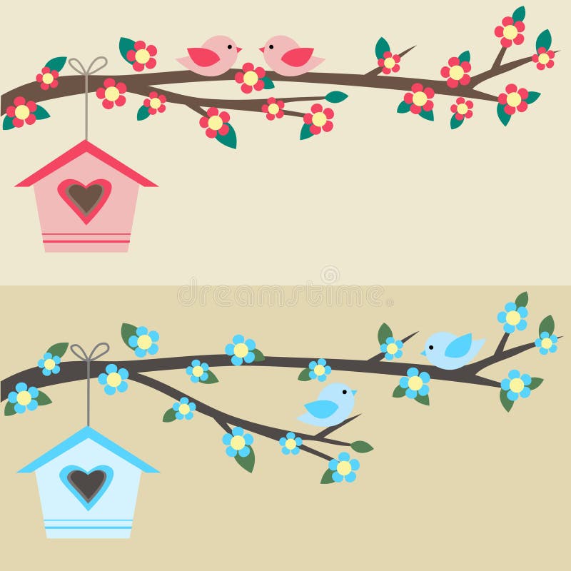 Oiseaux sur le branchement illustration libre de droits Oiseaux sur le branchement illustration libre de droits