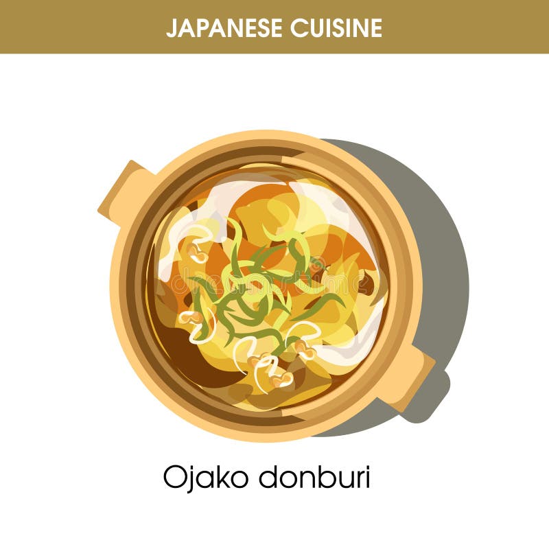 Ojako donburi naczynie w rondlu od Japońskiej kuchni ilustracji Ojako donburi naczynie w rondlu od Japońskiej kuchni ilustracji