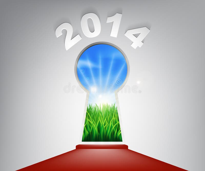 Ojo de la cerradura 2014 de la alfombra roja del Año Nuevo ilustración del vector Ojo de la cerradura 2014 de la alfombra roja del Año Nuevo ilustración del vector