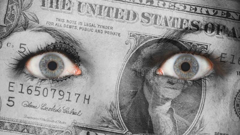  Ojos De Mujeres Cerrando Un Dólar Foto de archivo