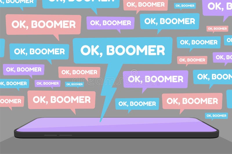 OK Boomer Social Media Spam Flat Vector Illustration