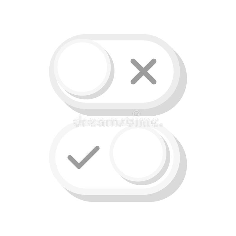 Ok and No toggle switch buttons. Modern 3D flat style. Vector vector illustration
