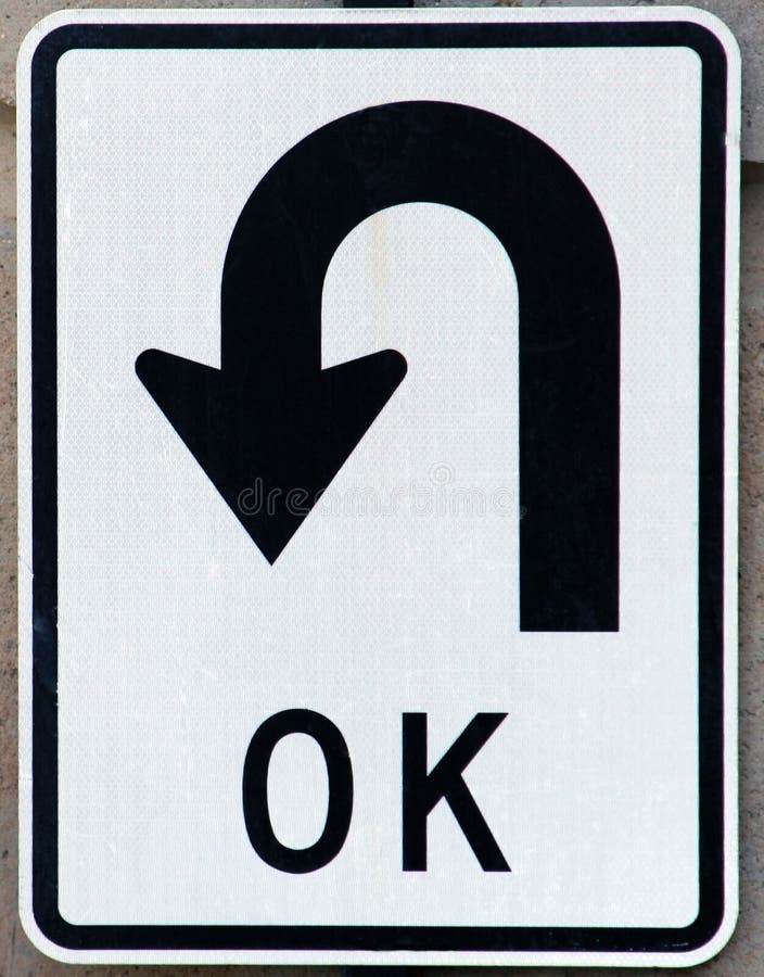 OK U Turn Segno che può significare OK per cambiare direzione, cambiare idea, incertezza.