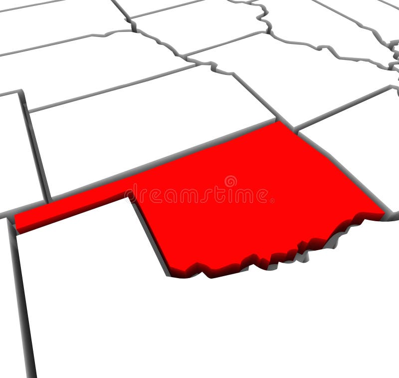 Oklahoma abstrakta 3D stanu Czerwona mapa Stany Zjednoczone Ameryka royalty ilustracja Oklahoma abstrakta 3D stanu Czerwona mapa Stany Zjednoczone Ameryka royalty ilustracja