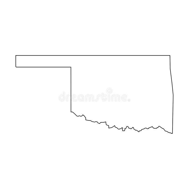 Oklahoma, state of USA - solid black outline map of country area. Simple flat vector illustration. Oklahoma, state of USA - solid black outline map of country area. Simple flat vector illustration.