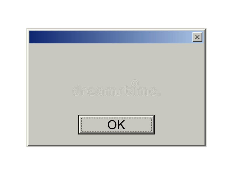 Okno starego komputera z komunikatem o błędzie. retro pc interfejs z oprogramowaniem alertów przeglądarki sieci Web z problemami l ilustracja wektor