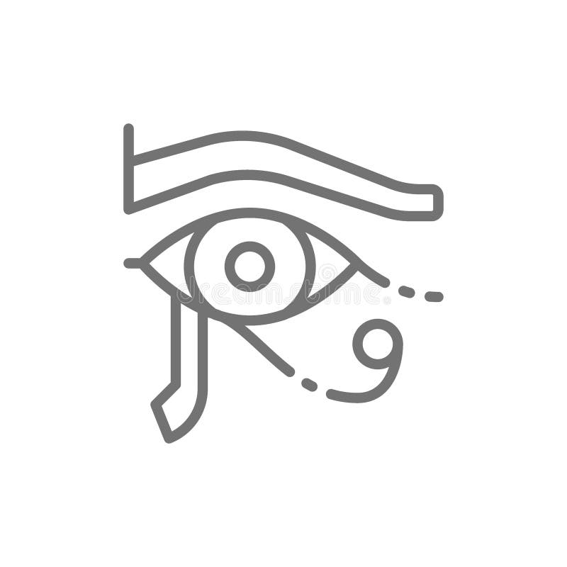 Oko Horus, antyczna egipska księżyc linii ikona ilustracji Oko Horus, antyczna egipska księżyc linii ikona ilustracji