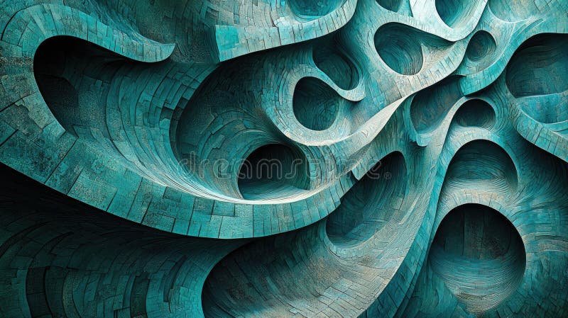 Okomplicerade böjda blå mönster i texturerad geometrisk design royaltyfri illustrationer