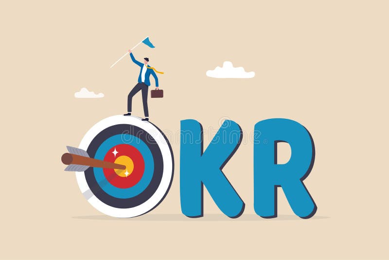 OKR, objective and key result framework to measure success and improvement, goal setting or define measurable target for business royalty free illustration