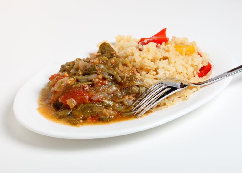 Okra stew and cajun rice stock photo. Image of vegetable 18724110