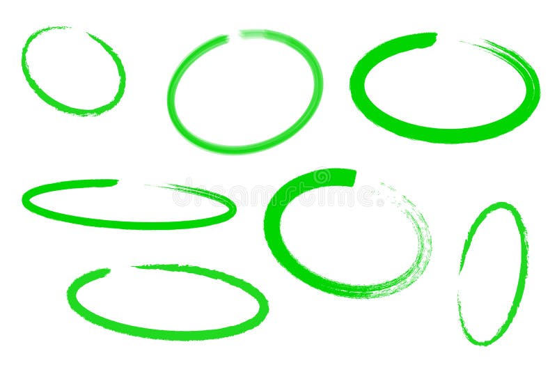 Okrąża remisu set, projektuje elementy podkreślać, zielony markier odizolowywający na białym tle, wektorowa ilustracja