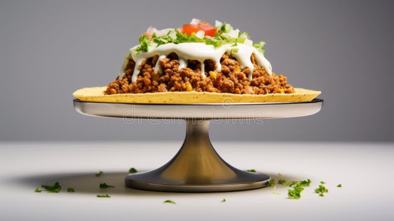 Oktanåtergivning : taco salad med salsa slaw och sur kräm royaltyfri illustrationer