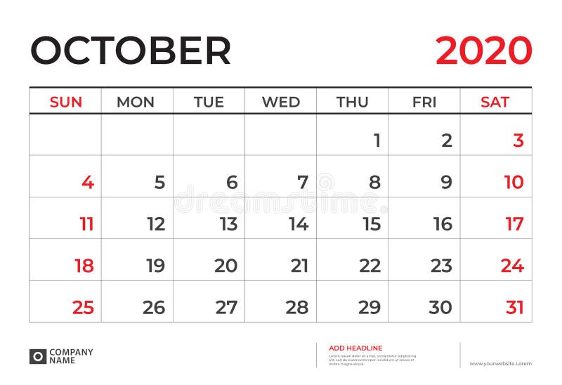 Kalender oktober 2020