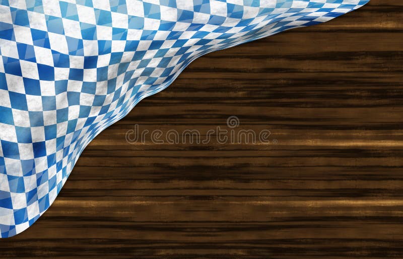 Oktoberfest Bavaria Wood Flag Creative Background Design. Bavarian flag blue illustrations