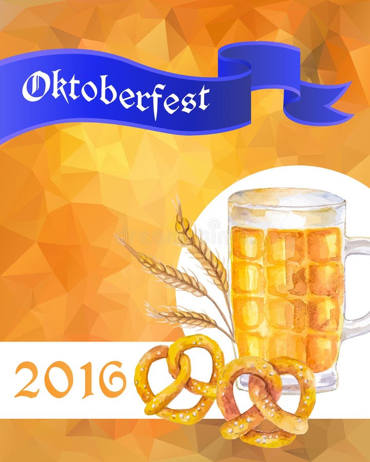 Oktoberfest Illustrazione di vettore Tazza di birra, ciambelline salate e cereale e illustrazione di stock Oktoberfest Illustrazione di vettore Tazza di birra, ciambelline salate e cereale e illustrazione di stock