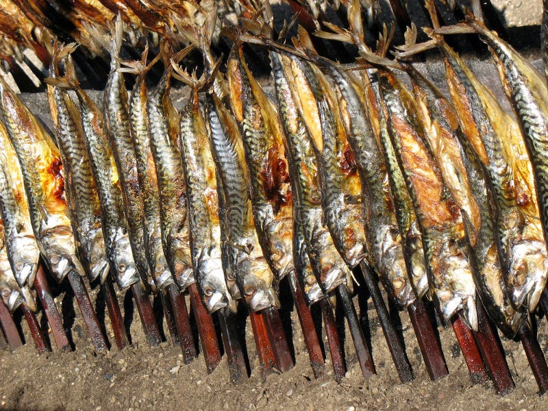 Oktoberfest snack - smoked fish. stock image