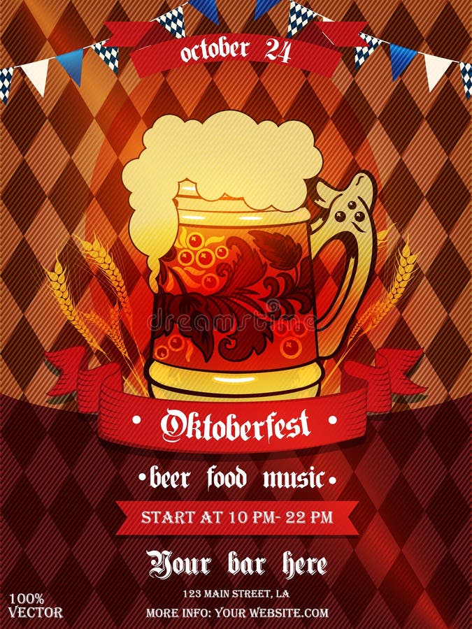 Oktoberfest ölfestival för återtypografi eller flygblad Eps 10-mall med vete, öl stock illustrationer Oktoberfest ölfestival för återtypografi eller flygblad Eps 10-mall med vete, öl stock illustrationer
