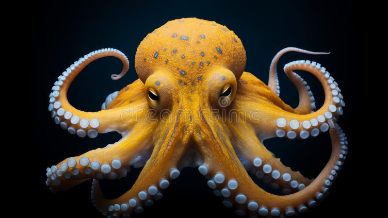 Oktopus isoliert auf schwarzem Hintergrund 3D-Darstellung mit Clipping path generative ai lizenzfreie abbildung
