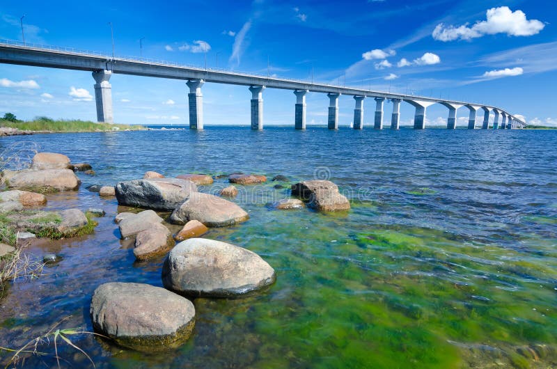 Oland's bridge in summer season royalty free stock photos