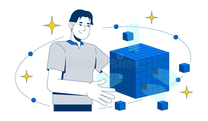 OLAP data cube analysis 2D illustration concept stock illustration