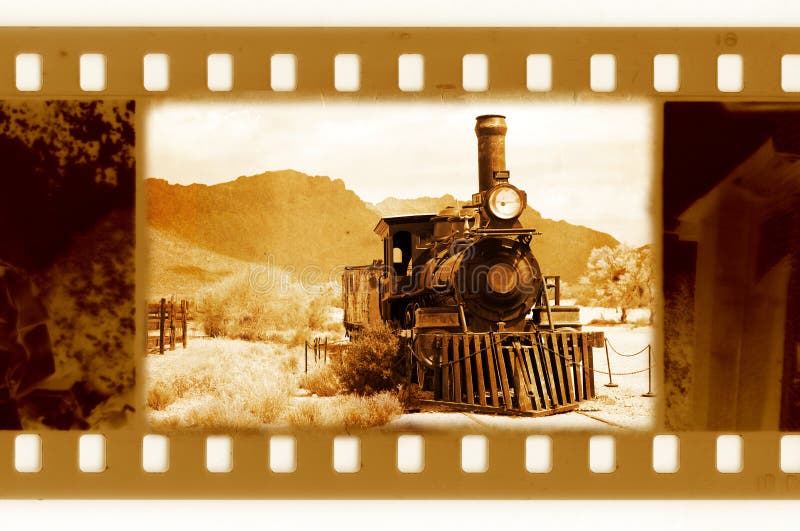 Old 35mm frame photo with vintage train