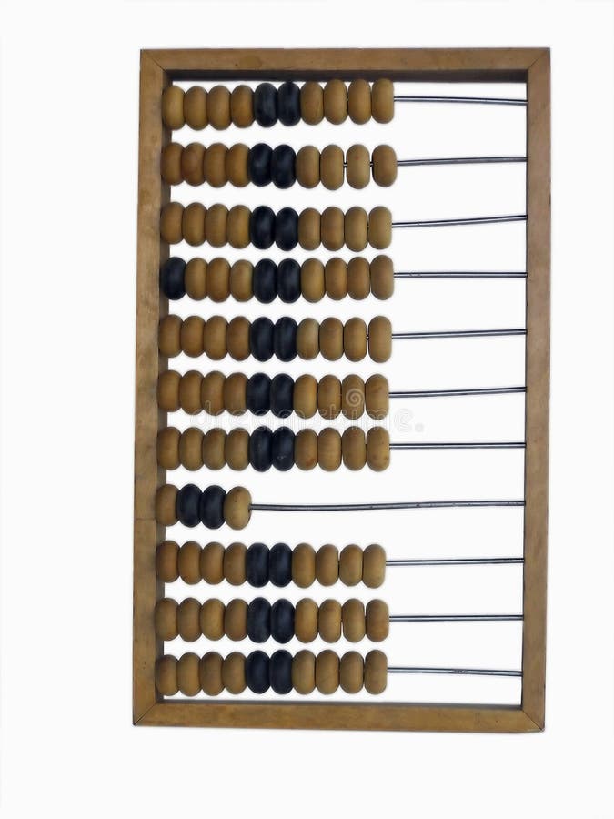 Old abacus on white