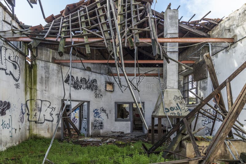 Old abandoned building interior stock images