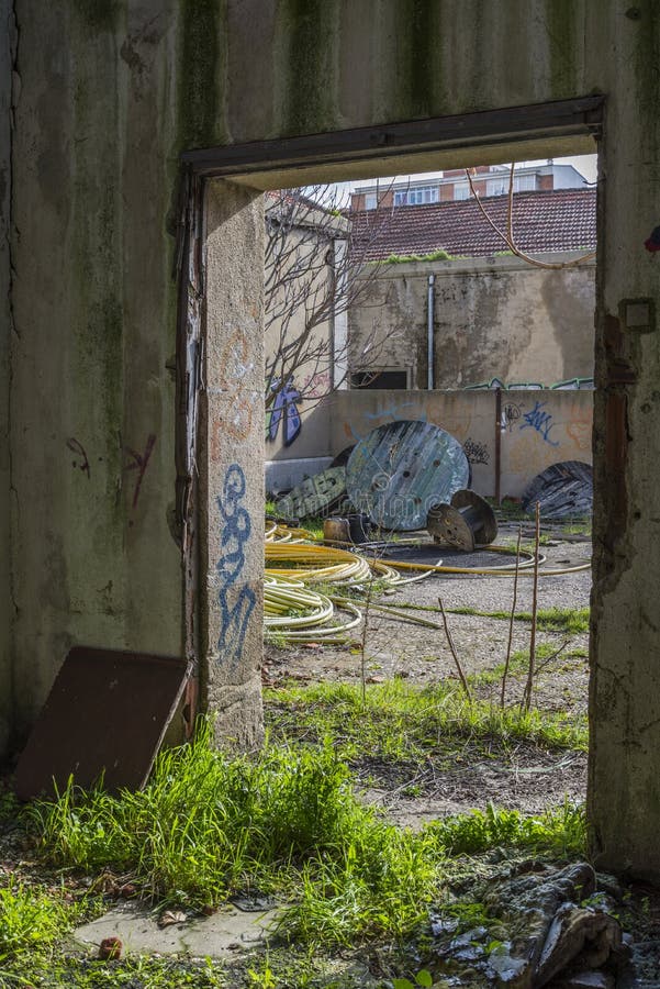 Old abandoned building interior royalty free stock photo