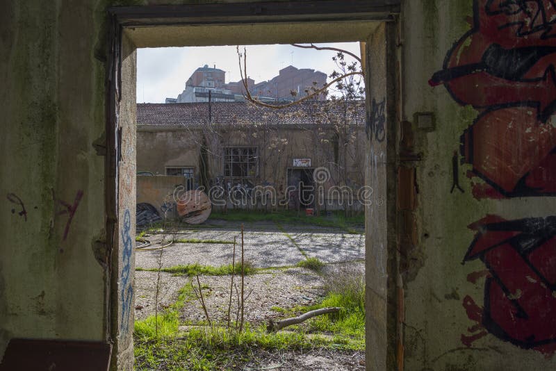 Old abandoned building interior stock images
