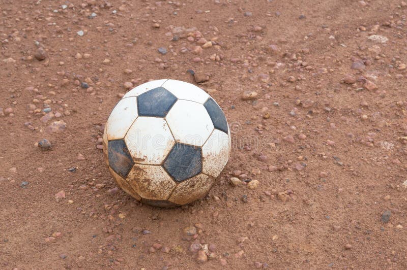Old Abandoned Football On Ground Stock Image Image of background