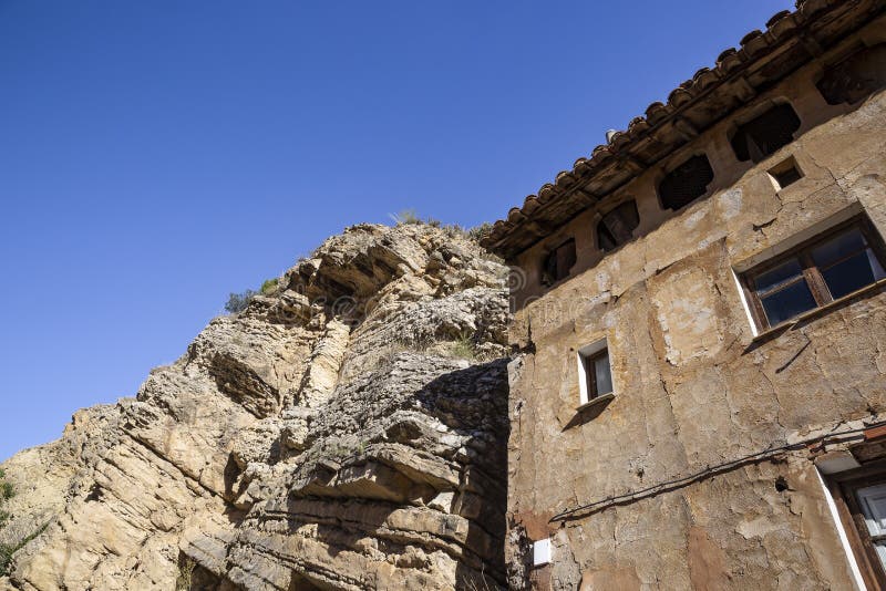 Old Abandoned House Close To a Cliff Stock Image Image of blue, slope