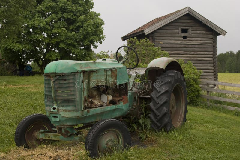 Old abandoned rusty tractor.