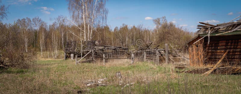 Abandoned village in the forest stock images