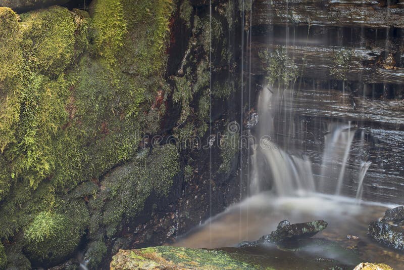 Old, abandoned water mill with water streams and little waterfalls