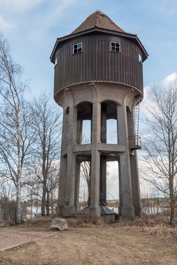 Old Abandoned Wood Water Tower. Central Sweden Stock Image - Image of