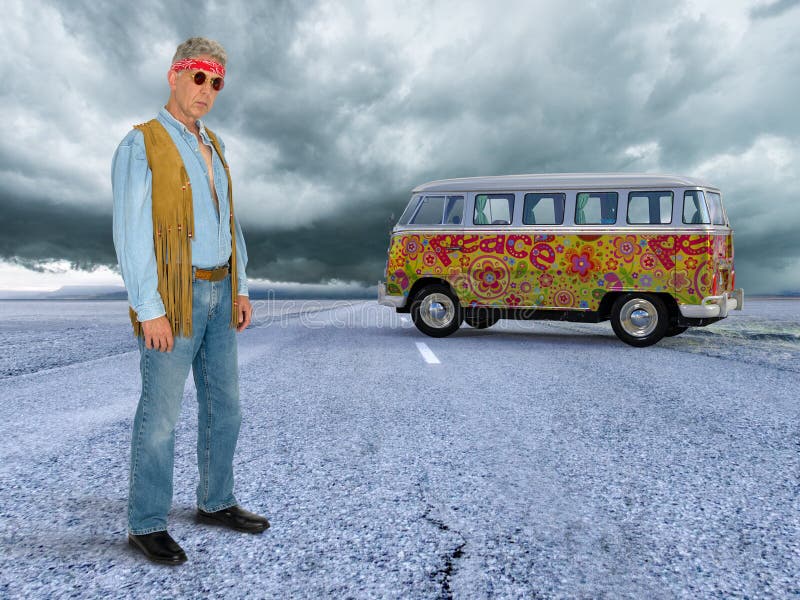Old Aging Hippie, Peace, Love Child stock photo Old Aging Hippie, Peace, Love Child stock photo