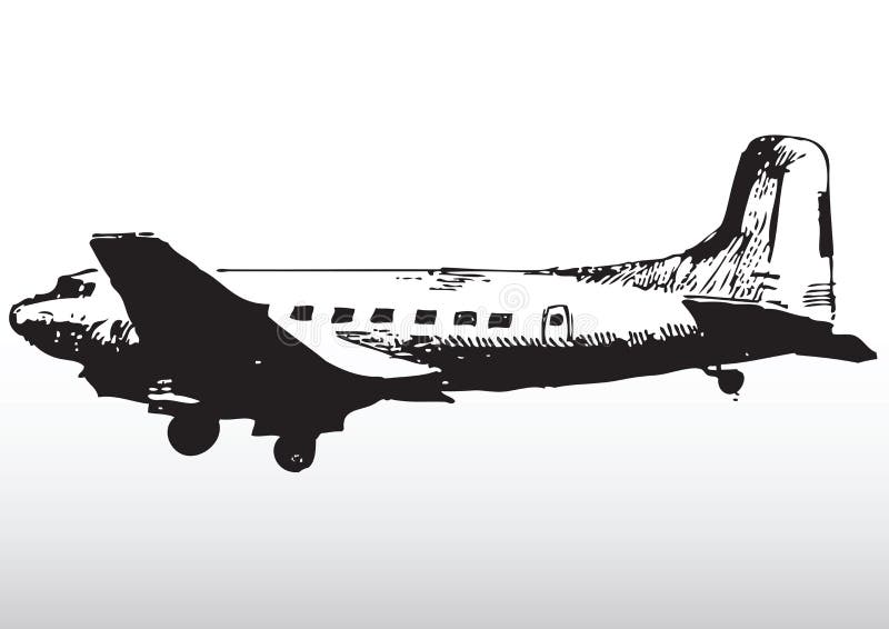 Old airplane sketching stock vector. Illustration of aircraft - 9396506