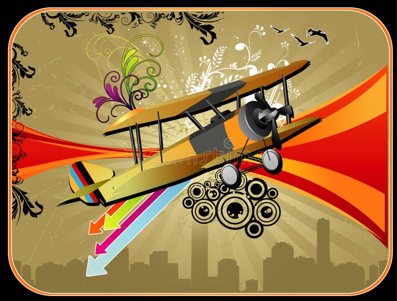 Old airplane vector composition royalty free illustration