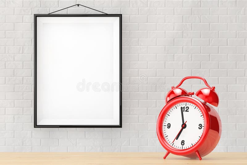 Old Alarm Clock Front Brick Wall Blank Frame Stock Photos Free