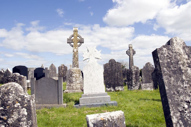 Old Ancient Irish Celtic Graveyard Stock Image - Image of outdoors ...