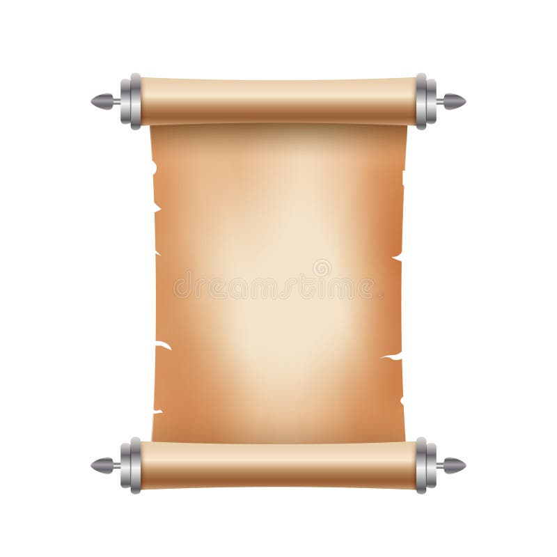 Old ancient scroll paper with place for text. Old document illustration. Papyrus parchament banner. Antique scroll vector illustration