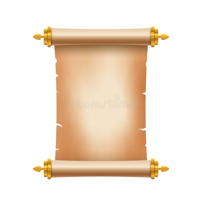 Old ancient scroll paper with place for text. Old document illustration. Papyrus parchament banner. Antique scroll royalty free illustration