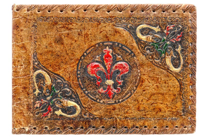 Old Antique Embossed Leather Journal Painted Cover