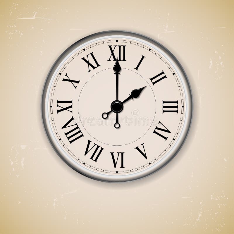 Old antique wall clock on grungy background