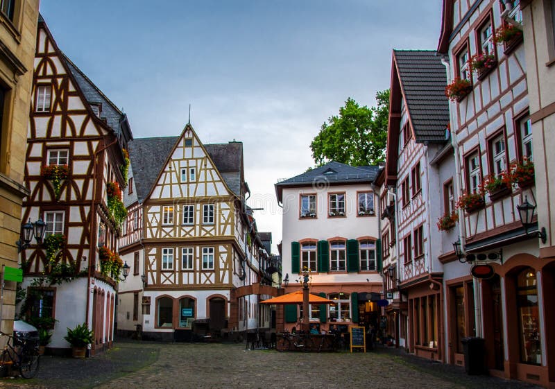 Old architecture houses in the center of Mainz, Germany stock photo Old architecture houses in the center of Mainz, Germany stock photo