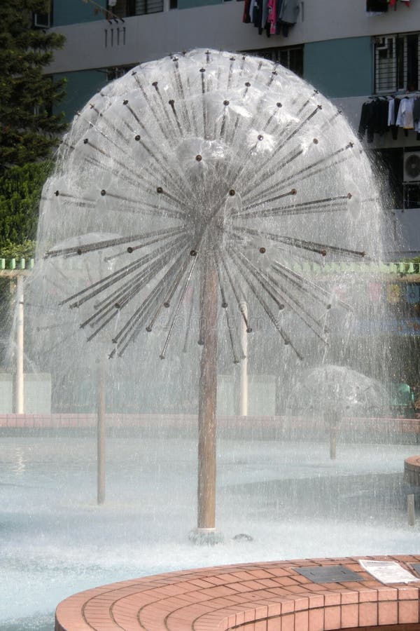 Old Ball Shape Fountain in Lek Yuen Estate Hong Kong stock images