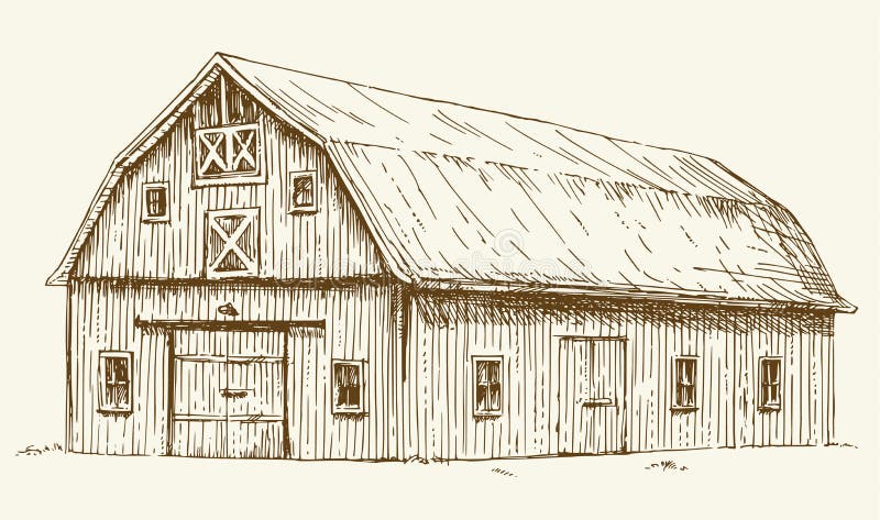 Old barn. Hand drawn vector illustration. Old barn. Hand drawn vector illustration.