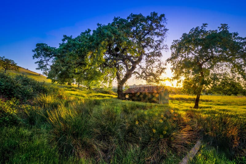 Old Barn Over Field Hill Stock Photo Image of sunset, barn
