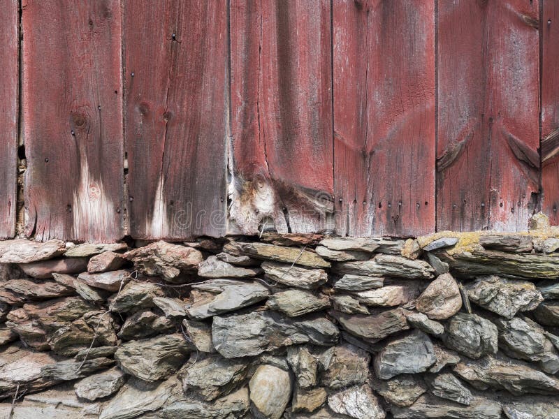 Old Barn Wall And Stone Foundation Stock Image - Image of 