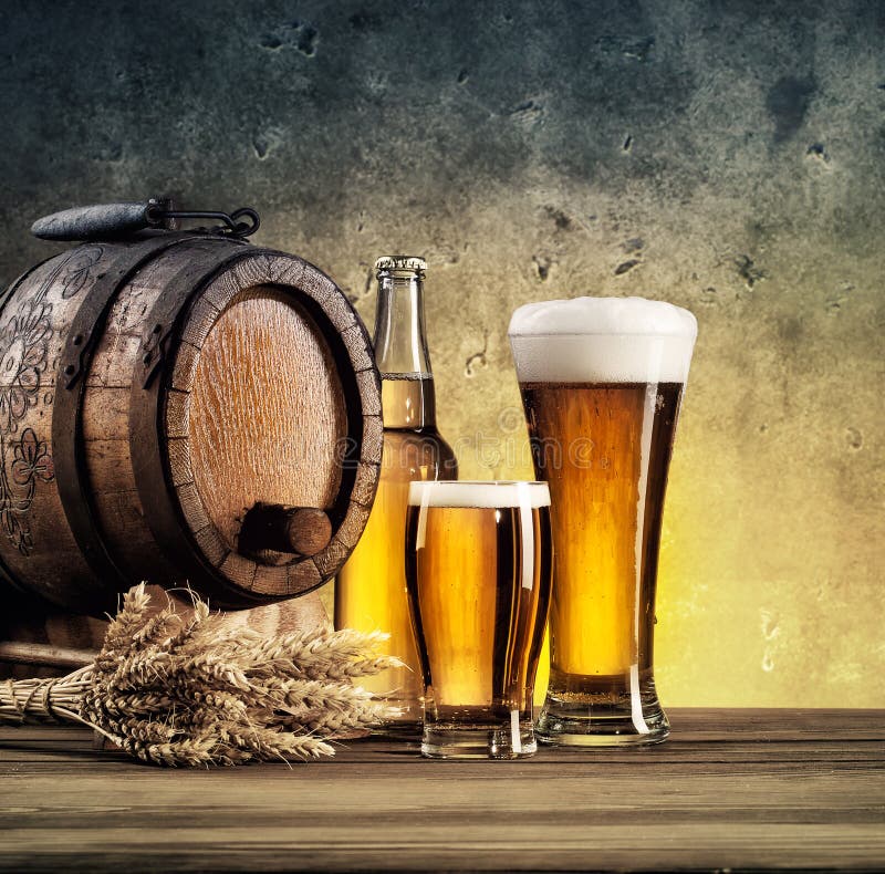 Old Barrels and Beer Glasses Stock Photo Image of obsolete, glass